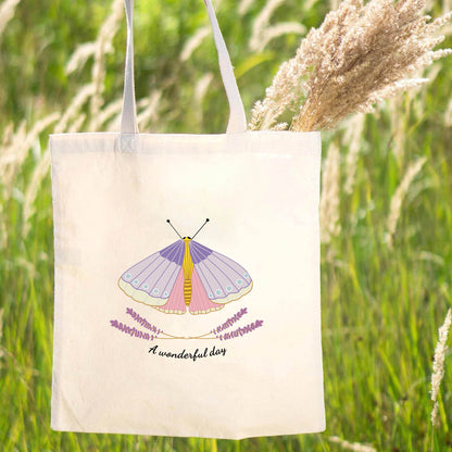 Canvas Tote Bag Embroidery Kit with Butterfly Pattern